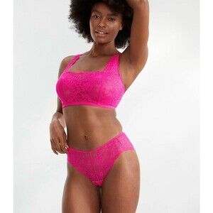 Bare By Bare Necessities - The Show Off Lace Cami Bras 36G - Sheer Neon Pink